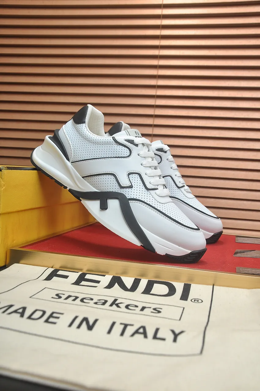 Men's shoes 💰600💶 [Fendi] The latest casual sports shoes 🔥 Many 💑 stars have the same style FD match. The original version is a one-to-one replica. Designer Kim Jones's first fendi match and Donkey brand Trainer basketball sneakers. Material: Original silk mesh. Lining: Breathable mesh. Packaging: Original 1:1 matching high-end packaging. Size: 38-45 (45 is custom-made and cannot be returned or exchanged)